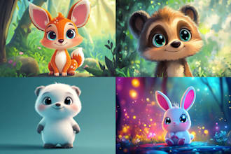 draw cute cartoon animal character