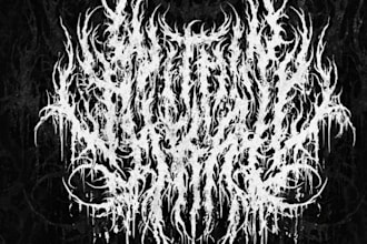 custom death metal, metalcore, deathcore logo with texture and chrome effect