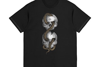 draw dark art illustration for cover album, t shirt, sticker