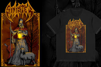 draw detailed dark art for metal band t shirt artwork
