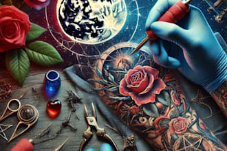 create unique custom tattoo any tattoo design, tattoo artist