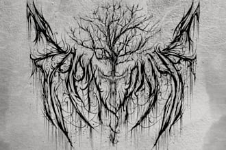 costum font hand drawing, death metal, logo design