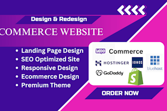 design ecommerce website on  bluehost godaddy, redesign hostinger website