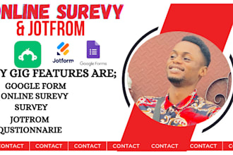 conduct online survey via jotform, typeform and respondent to fill online survey