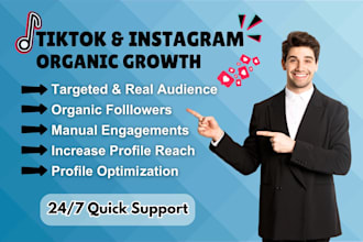manage instagram and tiktok organic growth to promote followers engagements