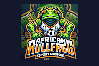 do creative african bullfrog mascot logo with source file in two days
