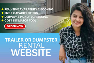 design a dumpster trailer moving and storage rental website