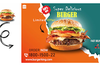design pizza and burger flyers, menu, posters in 24 hours