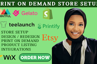 shopify etsy wix print on demand printful printify gelato teelaunch pod store