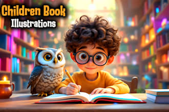 design 3d children book illustrations, children story book illustrations KDP