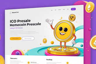 3d animated crypto landing page website ico presale website memecoin website