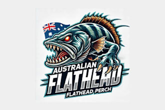 do australian flathead perch mascot logo with unlimited revisions