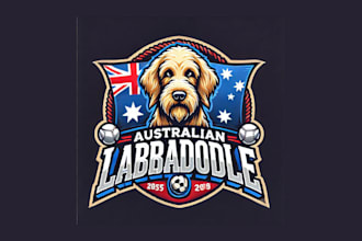 design australian labradoodle mascot logo for your business