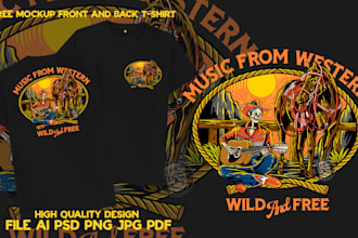 draw vintage western cowboy for logo merchandise