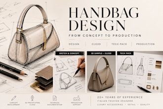 design professional handbags using clo3d and tech pack