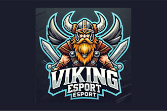 do creative viking esport mascot logo with express delivery