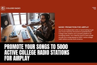 promote your songs to 5000 active college radio stations for airplay
