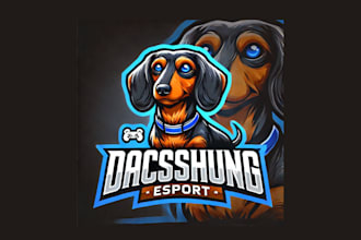 make modern dachshund dog mascot logo with express delivery