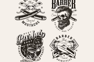 design vintage cosmetic hair salon barber shop logo in 24 h