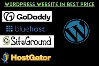design wordpress website on bluehost, godaddy siteground, hostgator