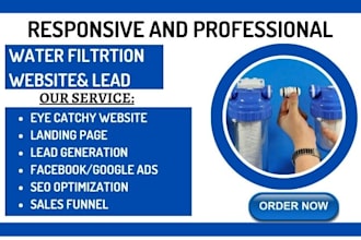 design water filtration website water damage landing page water filtration leads