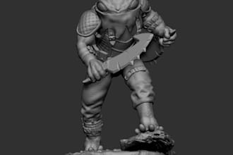 sketch 2d to 3d zremesh statue,tabletop dnd stl  action figure,fantasy miniature