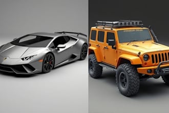 do 3d car modeling, vehicle design, rendering, gta, fivem, and 3d printing