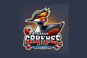 make unique eared grebe mascot logo with vibrant colors