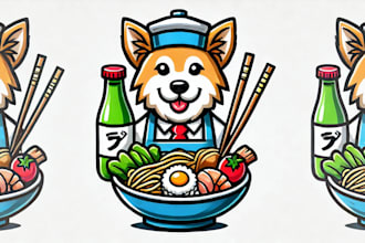 do make japanese food dog unique style mascot logo design service
