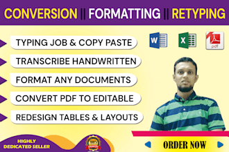 do fast typing job, retyping scanned pdf, data entry typing work job, copy paste