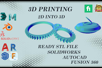 create 3d cad designs, machine design, 3d print ,renders ,stl files