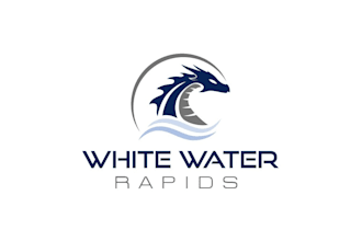 create a modern dynamic creative white water rapids logo design