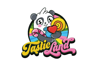 create a cute and playful mascot sweet candy panda logo design