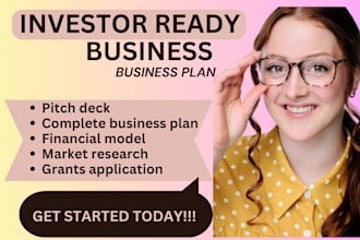 detailed investor ready startups business plan writer, finance model pitch deck