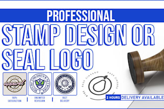 design unique paper, rubber, seal stamp logo in 2 hour