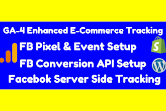 setup ga4 enhance ecommerce tracking ,fb conversion API server side tracking