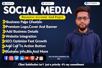 create and set up  social media accounts with a facebook business page setup