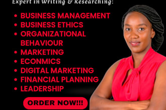 write business management, ethics, organizational behavior, and marketing