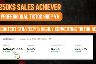 build content strategy and increase your sales via tiktok shop gmv max ads, VA