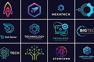 do modern tech startup crypto technology and minimalist logo