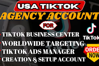 create US tiktok agency account tik tok shop ads manager for non USA residents