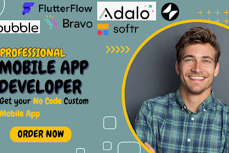 design and develop bubble io flutterflow adalo mobile app