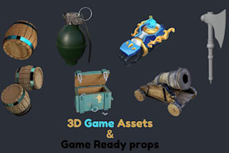 create 3d game ready assets 3d props 3d game model game items lowpoly  design