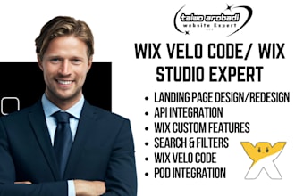 build wix studio website do wix custom feature with wix velo API integration fix
