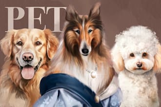 hand paint a digital portrait of your loving pet