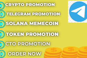 do telegram promotion, memecoin, crypto ai agent to get active token investors