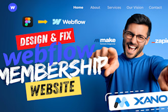 design or fix webflow membership website, convert figma to webflow, memberstack