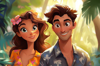 draw you a beautiful portrait in disney cartoon style