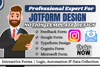 design stunning jotform, typeform, notion templates, fillable PDF form, cognito