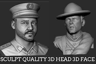 create realistic 3d head 3d bust 3d face portrait in stl 3mf for 3d printing